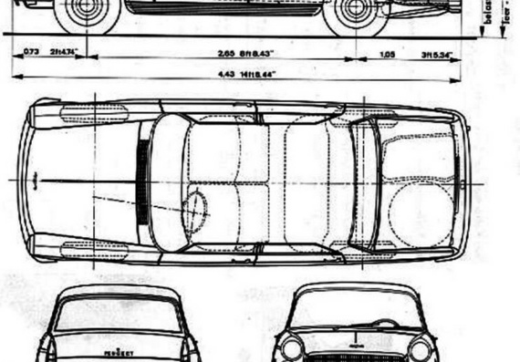 Peugeot 404 Sedan (Пежо 404 Седан) - чертежи (рисунки) автомобиля